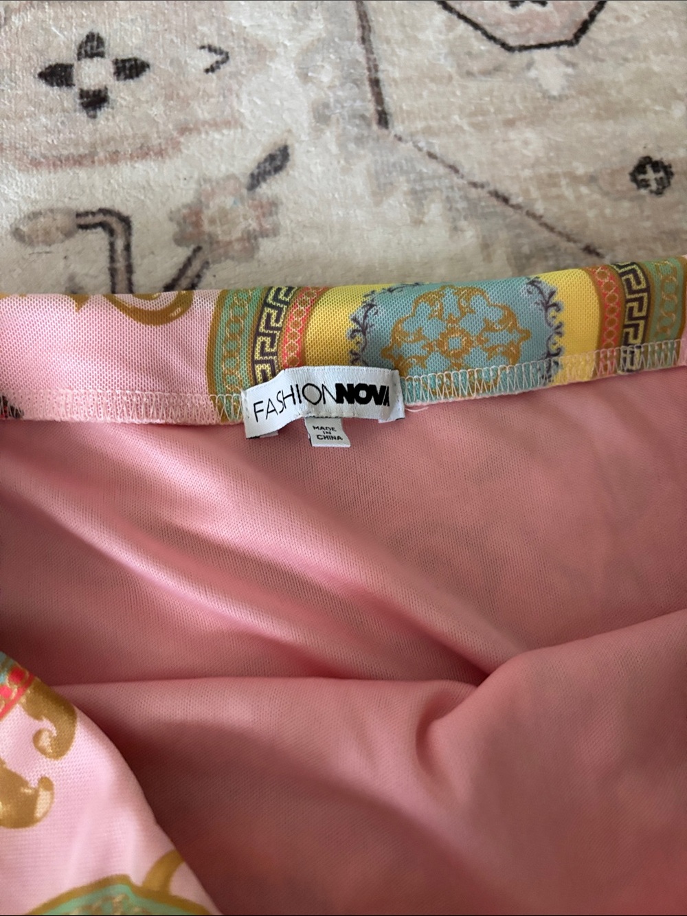 Fashion Nova Pink Medallion Print Satin Bandeau Set - Picture 2 of 5